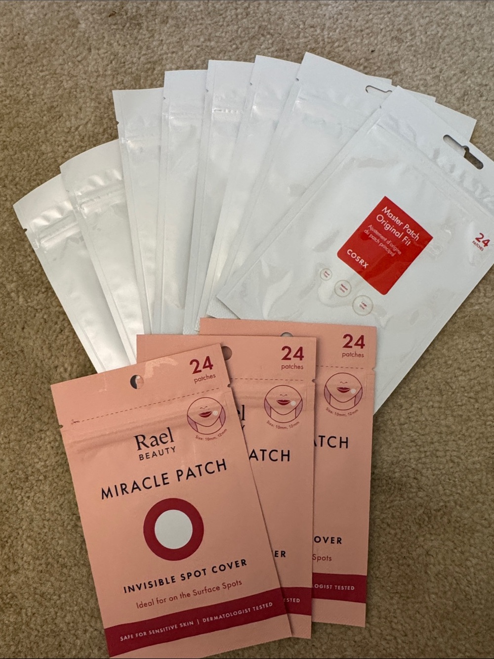 Cosrx and Rael  Beauty Acne Spot Patches — Pink and White Packs